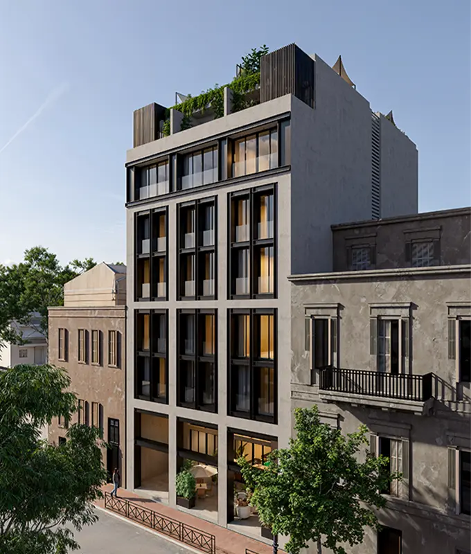 ATHINUM 6 building exterior render in Psyri, central Athens
