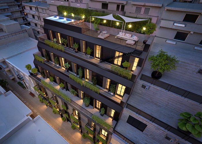 Athinum 2 Exterior facade-top view night