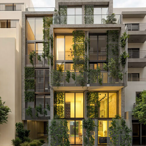 ATHINUM 8 residential building exterior in Gazi, central Athens