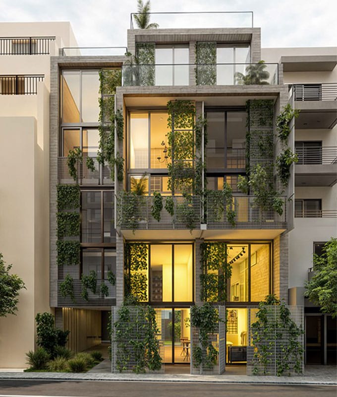 ATHINUM 8 residential building exterior in Gazi, central Athens